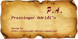 Preininger Adrián névjegykártya